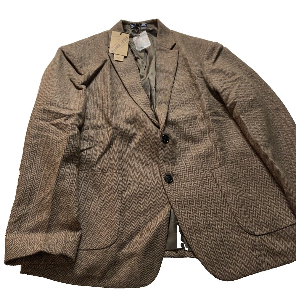 Paul Jones mens Blazer XL Wool Blend Brown suit jacket sports